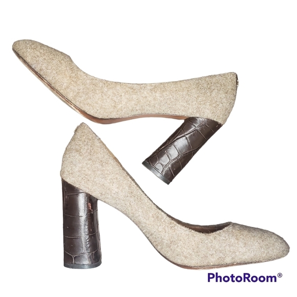 Coach Ophelia Lux Felt Taupe High Heel Pumps - Picture 3 of 13